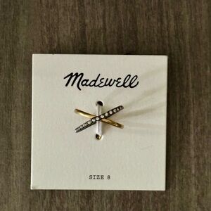 Madewell Two tone Brass and Crystals Ring.